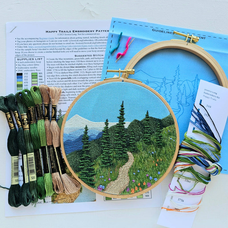 "Happy Trails" Landscape Embroidery Kit by Jessica Long Embroidery