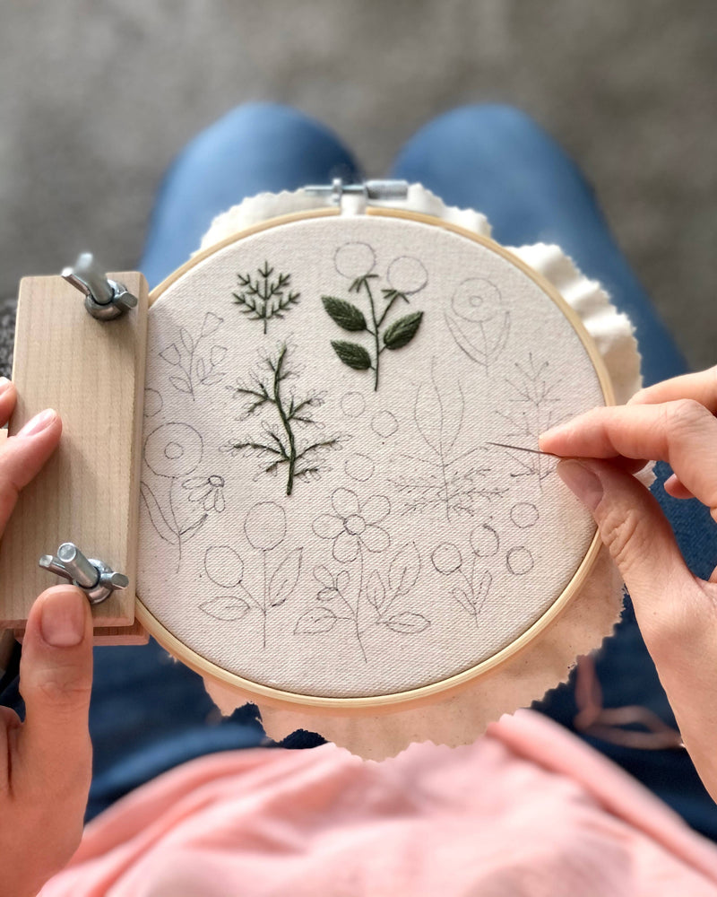 Floral Embroidery DIY Kit, modern embroidery craft kit by Matryoshka Doll Shop