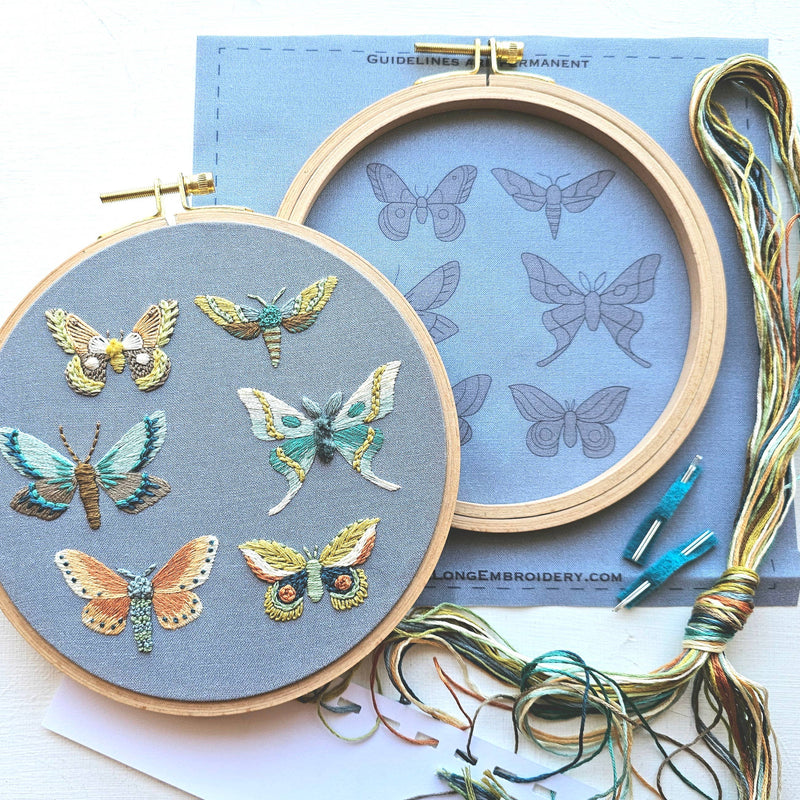 Moth Sampler Embroidery Kit by Jessica Long Embroidery