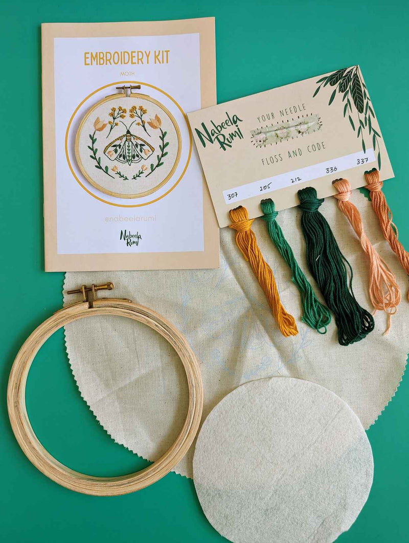 Moth Embroidery DIY Kit by Nabeela Rumi