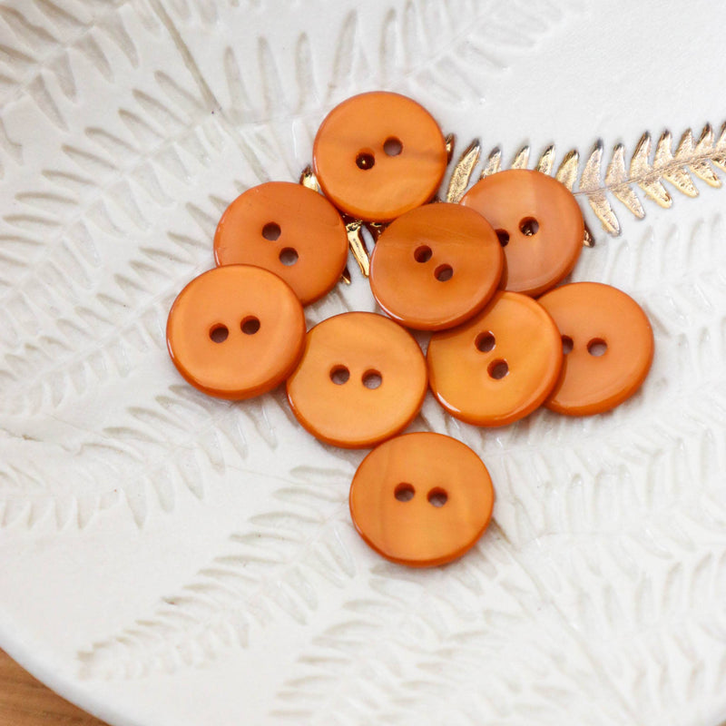Flat mother-of-pearl buttons with 2 holes