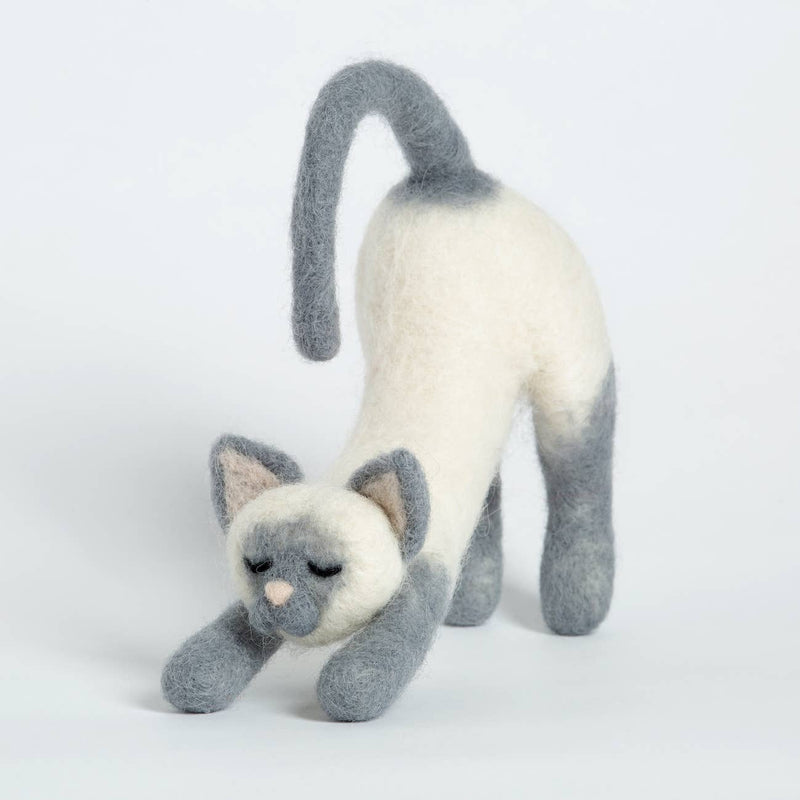 Stretching Cat Needle Felting Kit | Beginner Craft Kit by Hawthorn Handmade