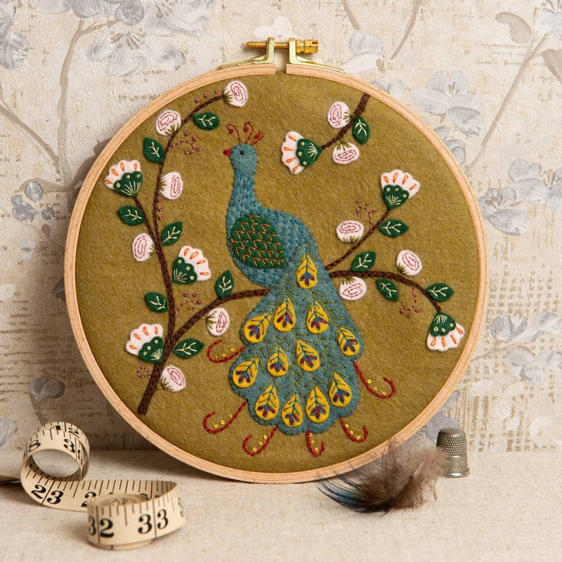 Flamboyant Peacock Appliqué Hoop Craft Kit by Corinne Lapierre Limited