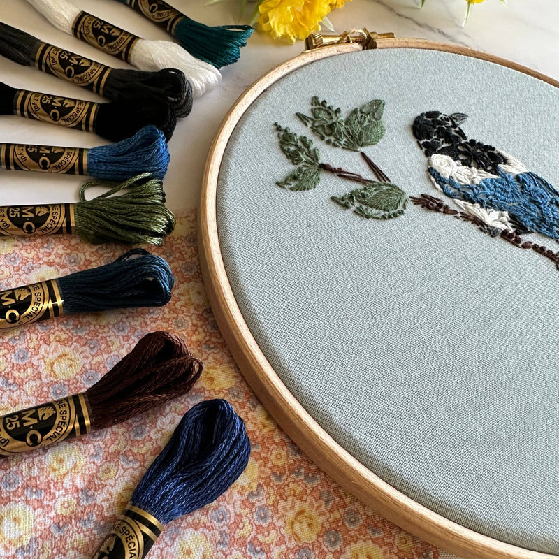 Mister Magpie Embroidery Kit by Nest Embirdery
