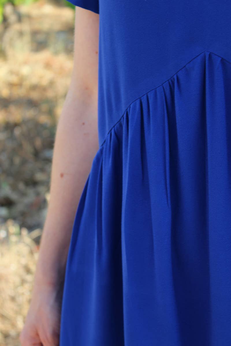 Royal Blue Viscose Crepe Fabric by Eglantine et Zoé