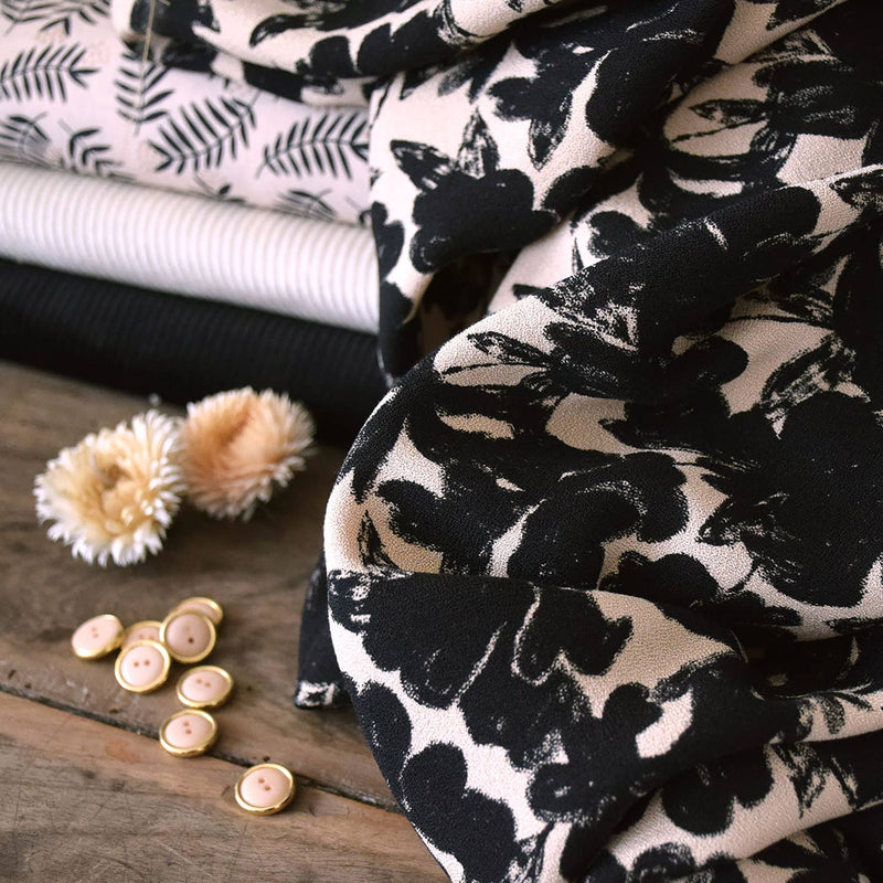 Viscose Crepe Fabric in Midnight Garden by Cousette