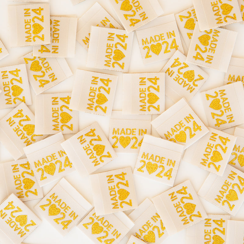 Made in 2024 Metallic Gold Woven Labels by Sarah Hearts