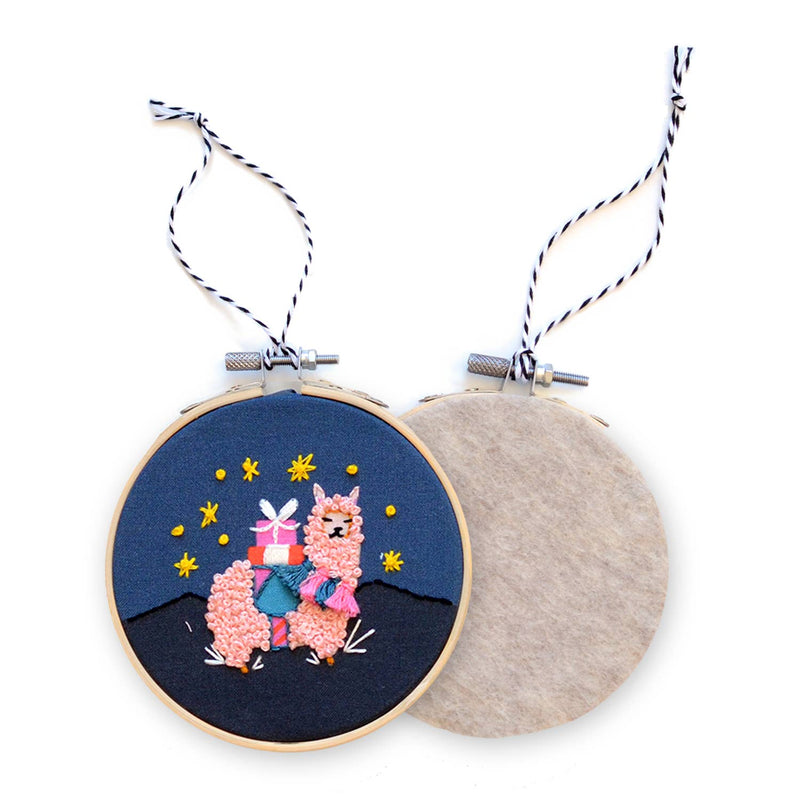 Holiday Decor: Alpaca DIY Embroidered Christmas Ornament Kit by Antiquaria