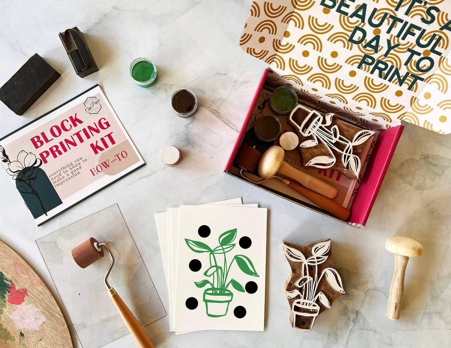 Potted Plants Wood Block Printing kit by Cate Paper Co