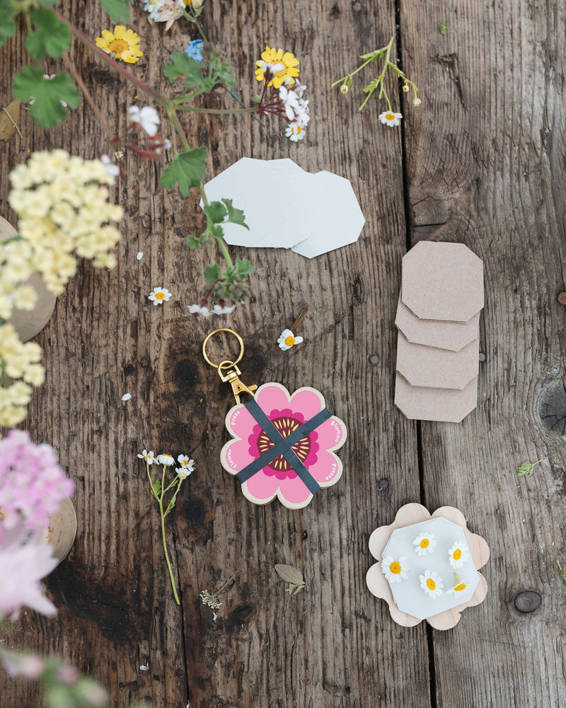 Keyring Flower Press in Pinks & Blues by Studio Ward
