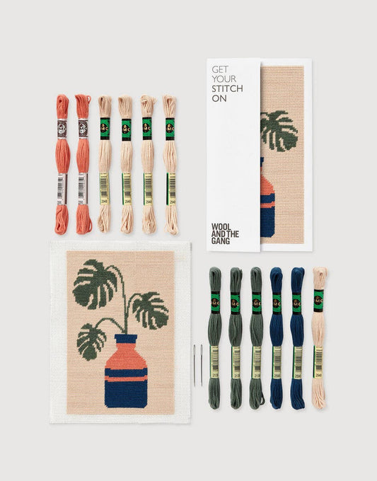 Monstera Needlepoint Kit by Wool and the Gang