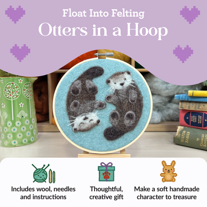 Otters in a Hoop Needle Felting Craft Kit