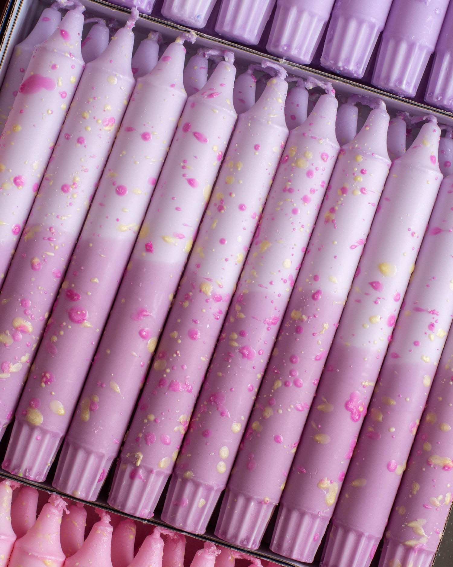 Nordtrice Taper Candles - Two-Coloured with Decorations in Lavender
