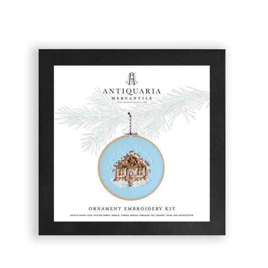 Hand Embroidery Ornament Kit, Gingerbread House