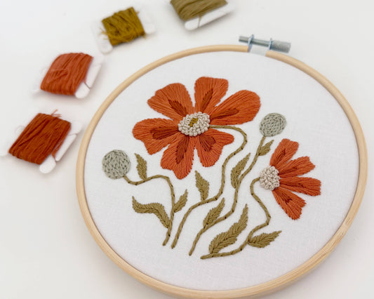 Orange Floral Embroidery Kit by Urbann Nest