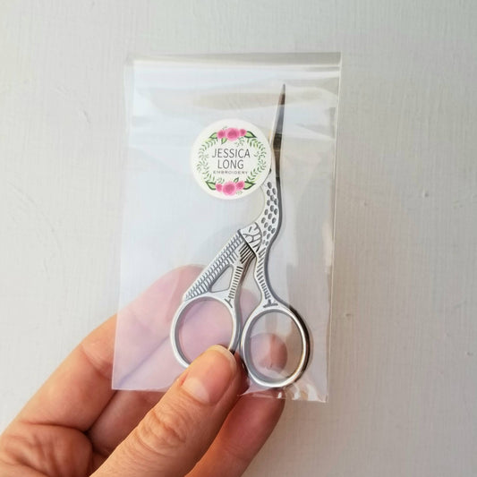 Classic Stork Hand Embroidery Scissors by Jessica Long Embroidery