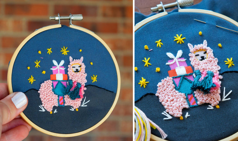 Holiday Decor: Alpaca DIY Embroidered Christmas Ornament Kit by Antiquaria