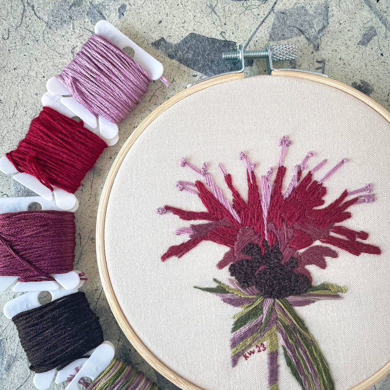DIY Embroidery Kit - Bee Balm (5")