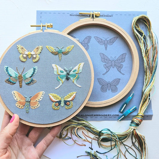 Moth Sampler Embroidery Kit by Jessica Long Embroidery