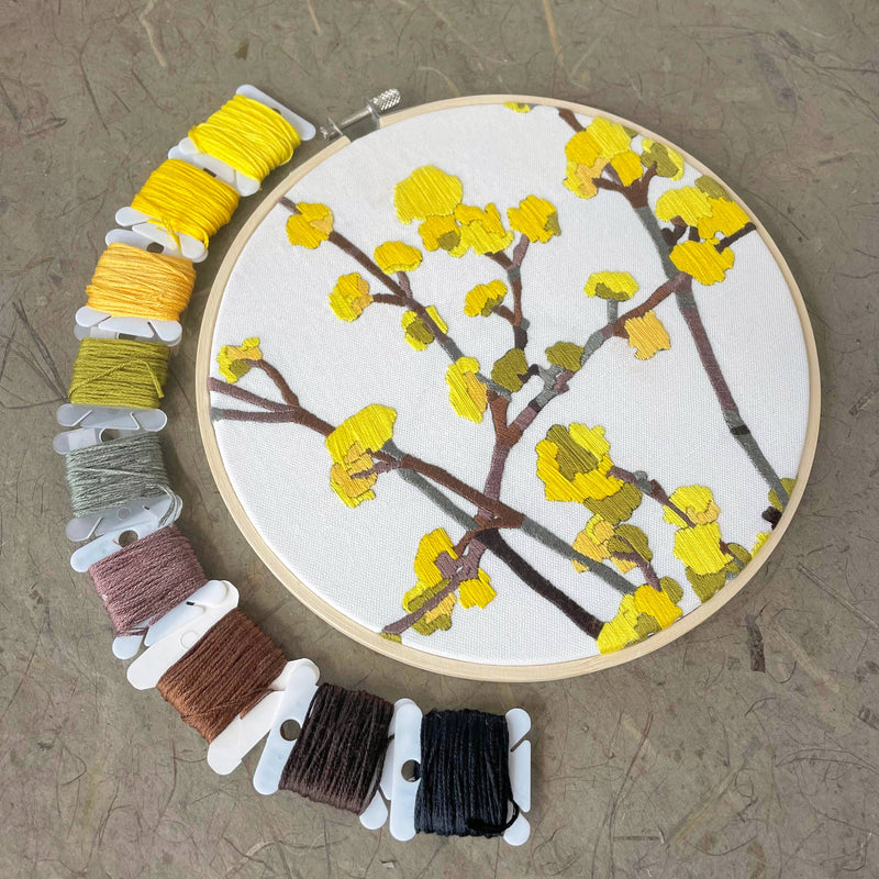 DIY Embroidery Kit - Cornelian Cherry Dogwood (8")