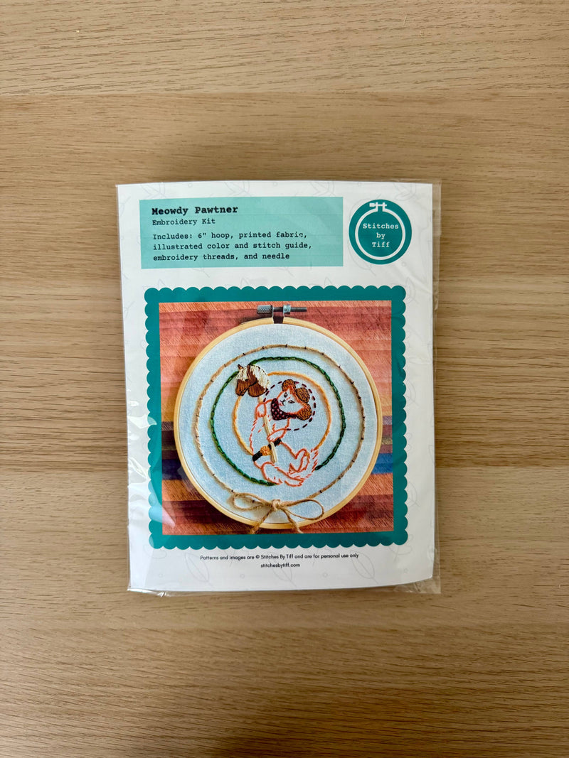 Meowdy Pawtner Western Cowboy Cat Craft DIY Embroidery Kit
