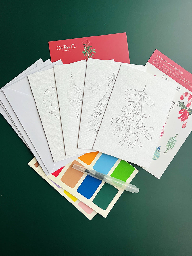 Watercolor Christmas Cards Kit by Cate Paper Co.