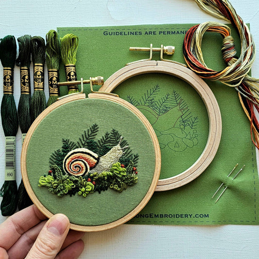 Forest Snail Intermediate Embroidery Kit by Jessica Long Embroidery