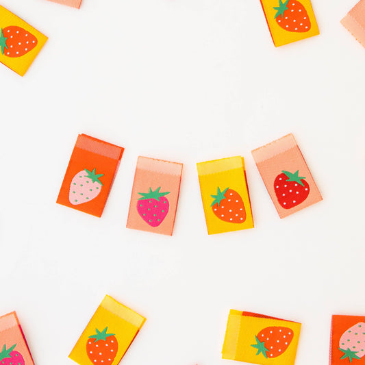 Strawberry Multipack Woven Sewing Quilt and Garment Labels by Sarah Hearts