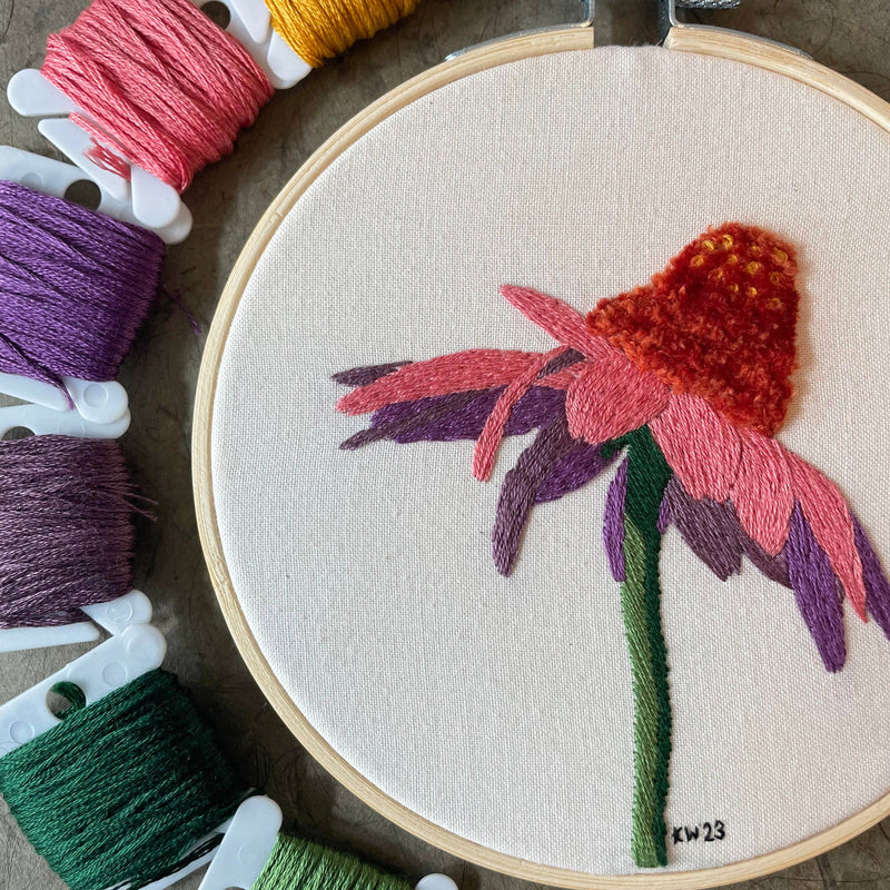 DIY Embroidery Kit - Coneflower (5")