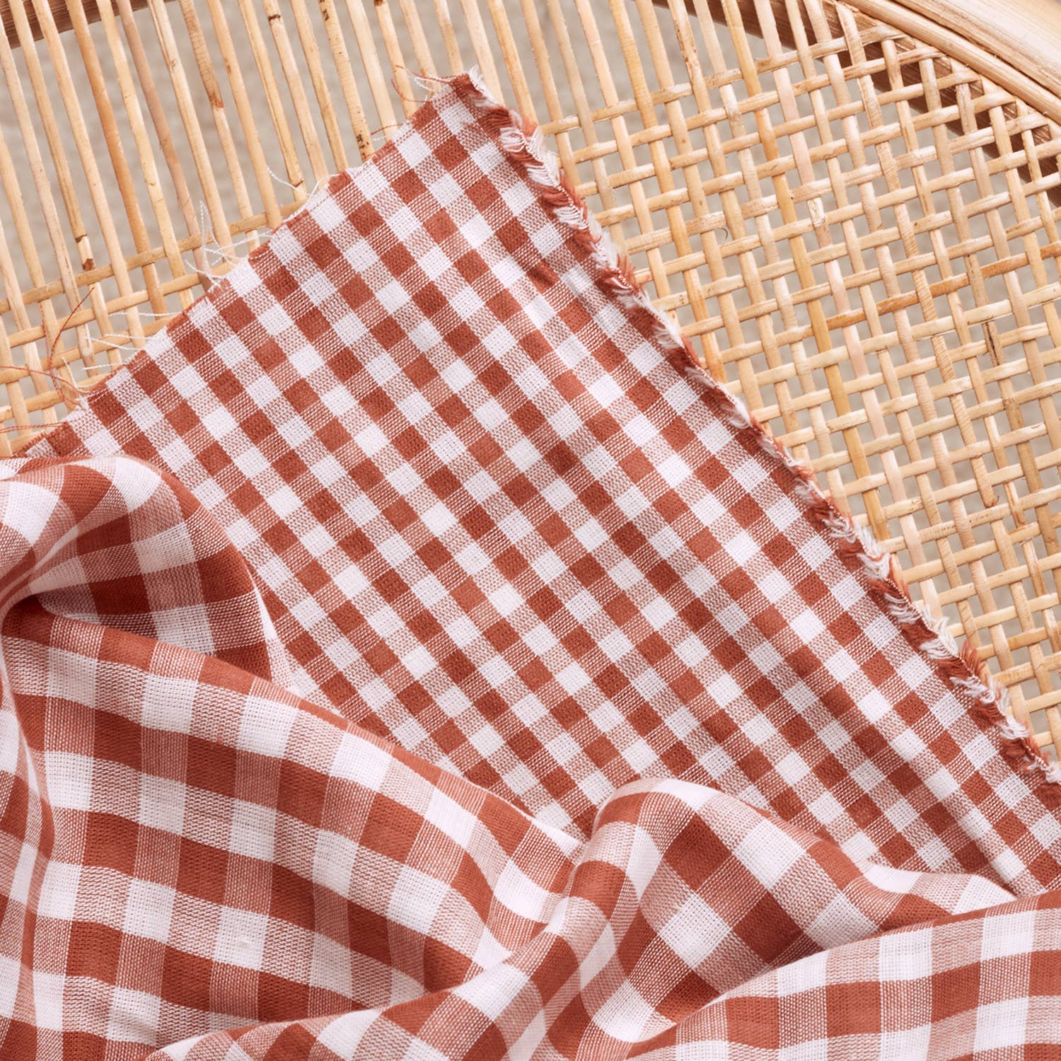 Gingham Off-White Chestnut Fabric