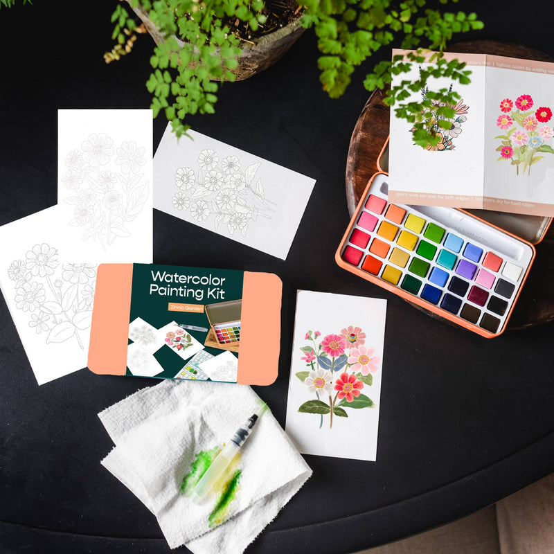 Zinnia Garden Watercolour Painting Kit