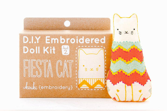 Fiesta Cat Embroidery Kit by Kiriki Press