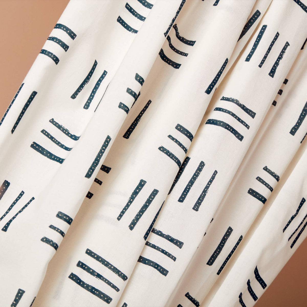 Indigo Pattern Off-White Fabric