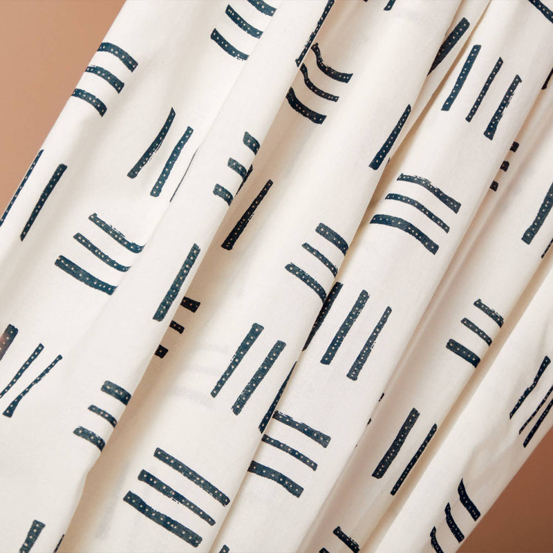 Indigo Pattern Off-White Fabric
