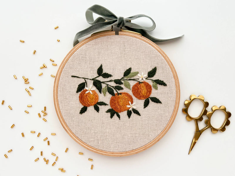 Orange Branch Embroidery Kit  by Matryoshka Doll Shop
