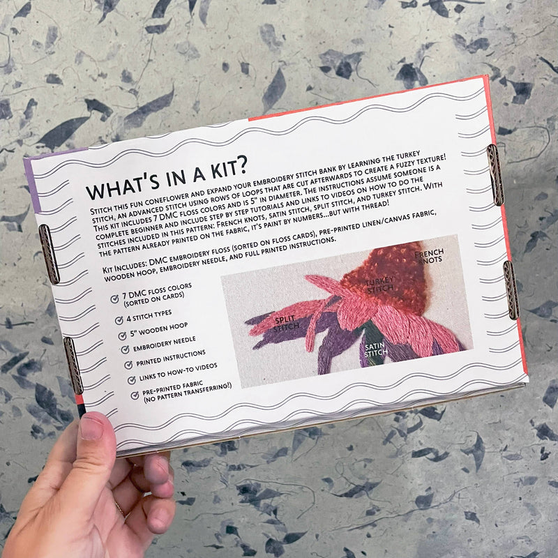 DIY Embroidery Kit - Coneflower (5")