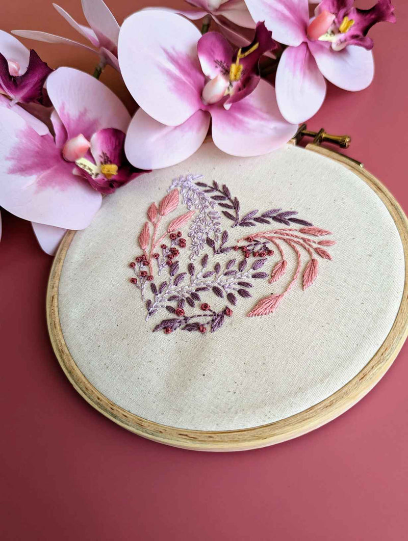 Heart Floral Embroidery DIY Kit by Nabeela Rumi