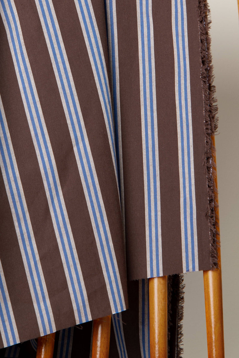 "Weave Line Oat Chocolate" Fabric