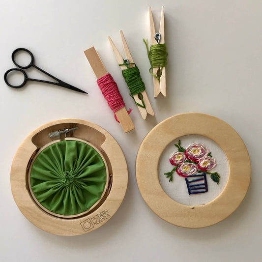 Circular Modern Embroidery Hoop Frame for 5" Hoops in Natural by Modern Hoopla