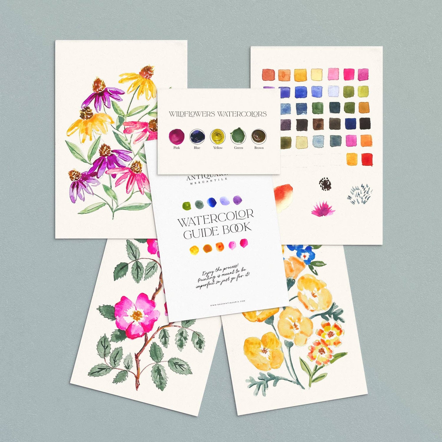 Watercolor Painting Kit : Wildflowers No1 by Antiquaria Mercantile