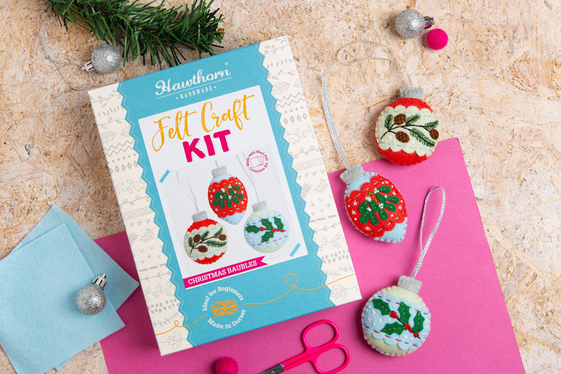 Christmas Baubles Felt Craft Kit | Christmas Craft Kit by Hawthron Handmade