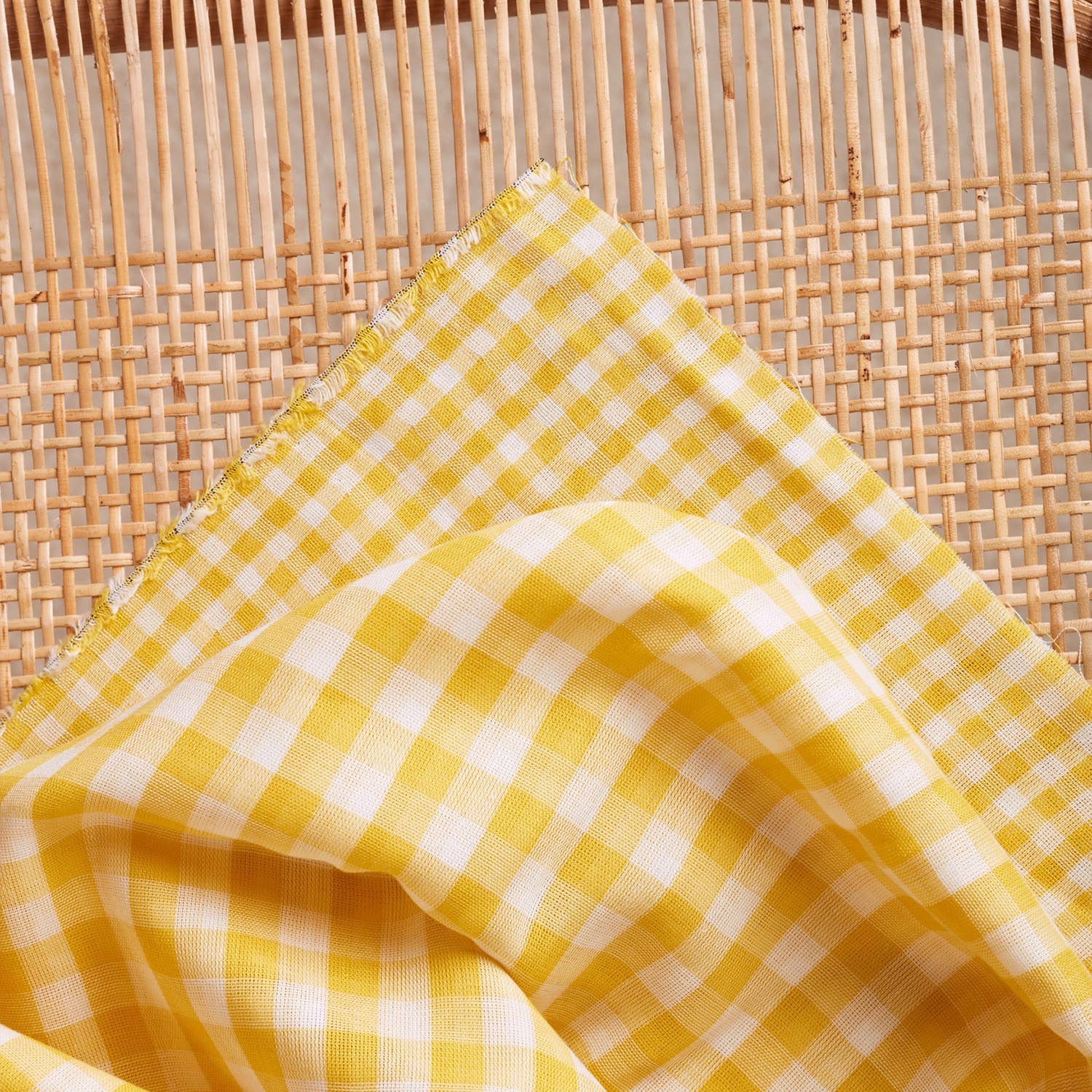 Gingham Off-White Lemon Fabric by Atelier Brunette