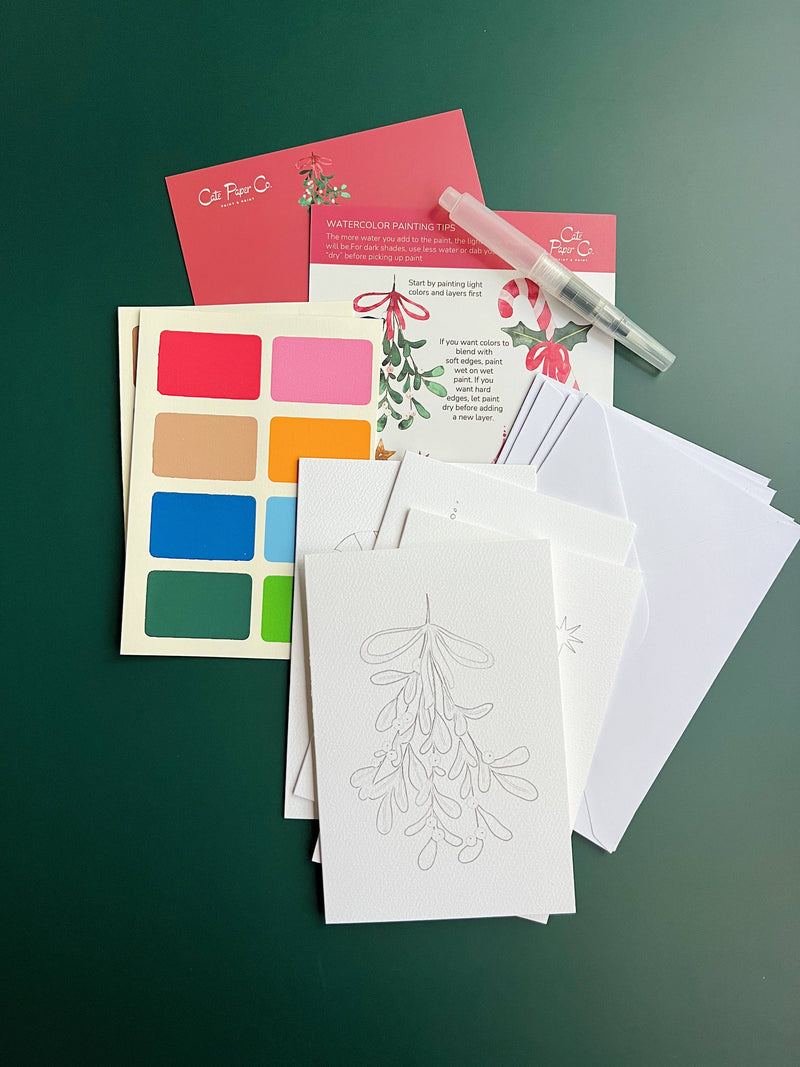 Watercolor Christmas Cards Kit by Cate Paper Co.