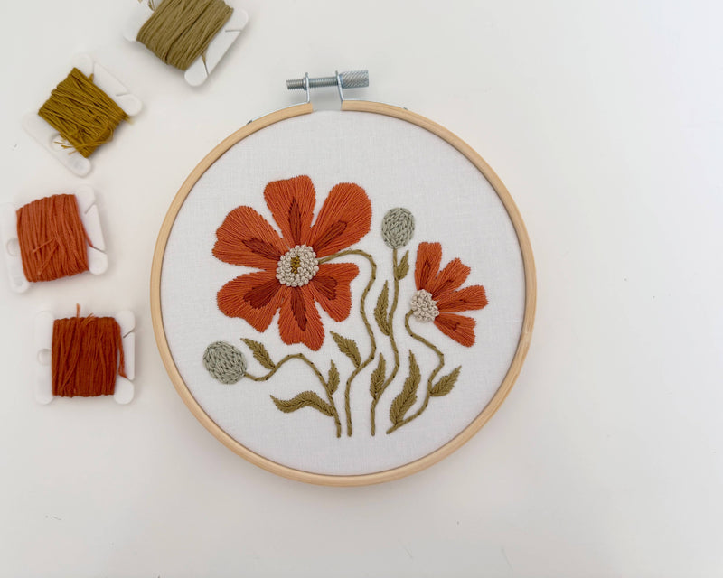 Orange Floral Embroidery Kit by Urbann Nest