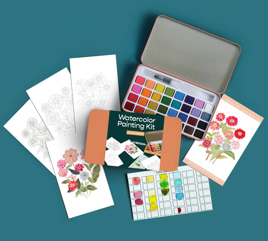 Zinnia Garden Watercolour Painting Kit
