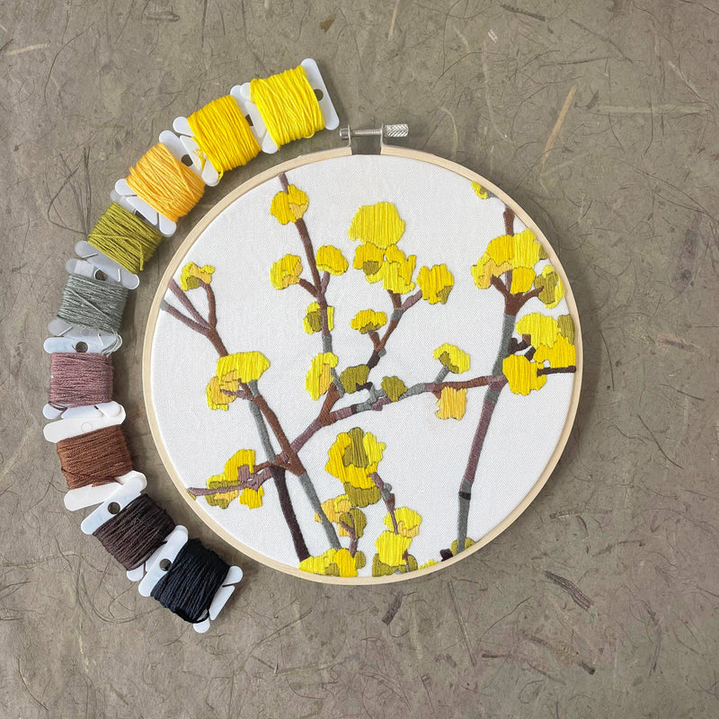 DIY Embroidery Kit - Cornelian Cherry Dogwood (8")