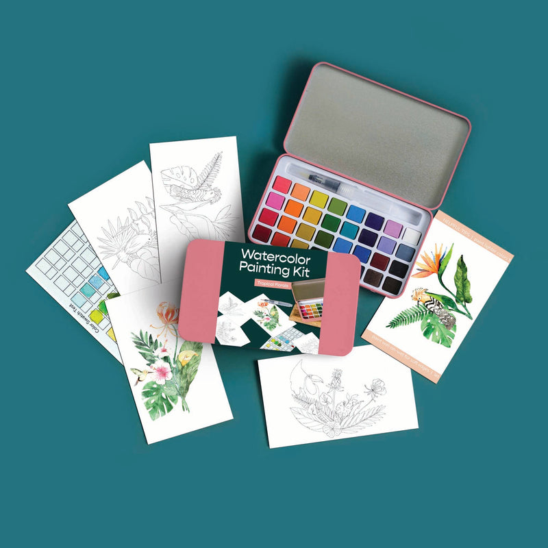 Tropical Florals Watercolour Painting Kit