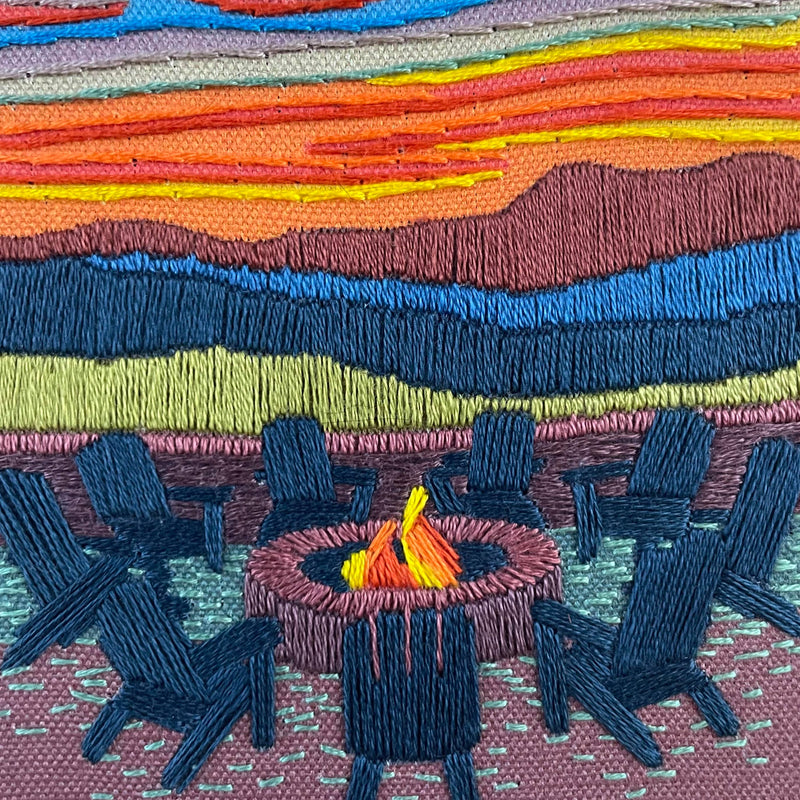 DIY Embroidery Kit - Mountain Lodge Sunset (5")