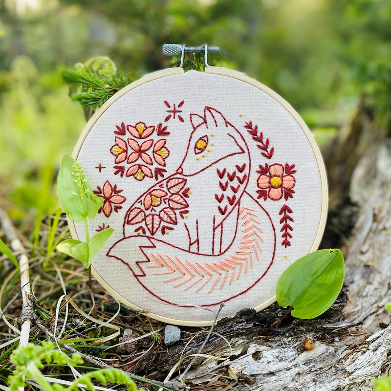 Folk Fox Complete Embroidery Kit by Hook, Line & Tinker