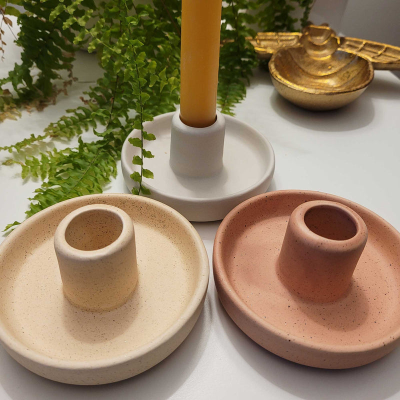 Nordic - Hygge style Ceramic Candlestick Holder by Eastvan Bees